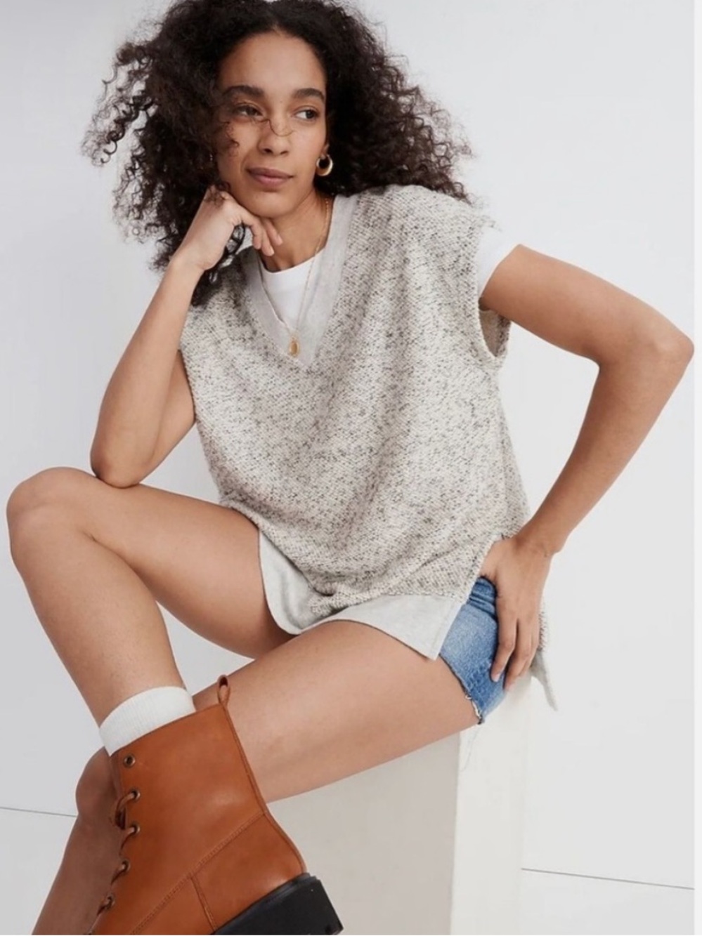 Madewell Marled V-Neck Tunic Vest